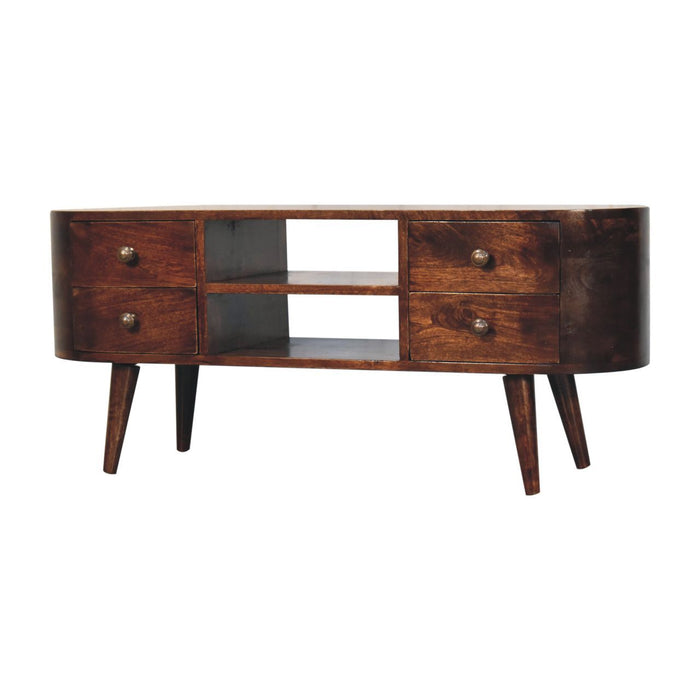 Solid Wood Rounded Entertainment Unit