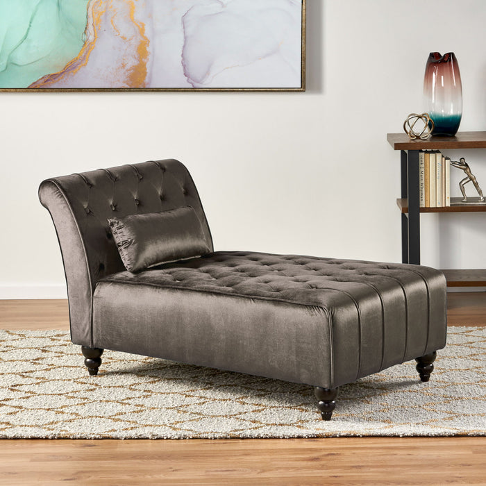 Ethereala - Upholstered Velvet Chaise Lounge With Button Tufted