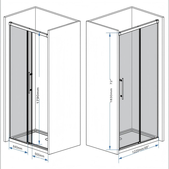 Frameless Single Sliding Shower Door With Handle