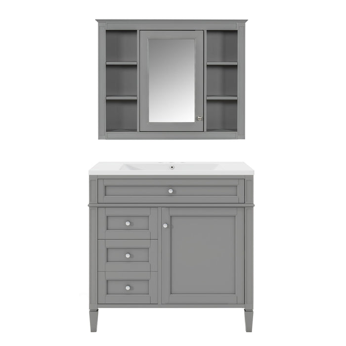 Bathroom Vanity With Mirror Cabinet, Storage Cabinet With 2 Soft Closing Doors And 4 Drawers, Undermount Sink
