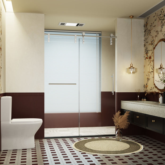 Frameless Single Sliding Shower Doors With Towel Rail & Handle