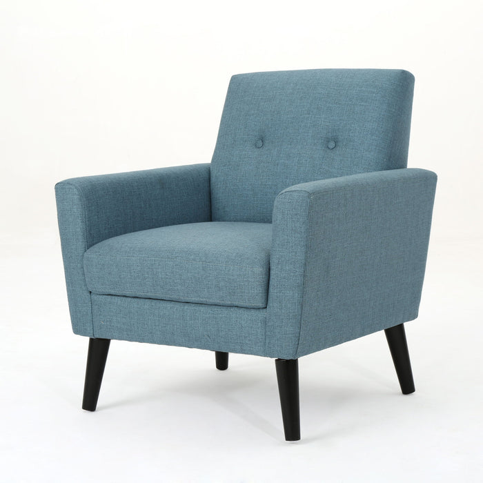 Radiantize - Upholstered Fabric Club Chair With Square-Off Back And Button Tufted