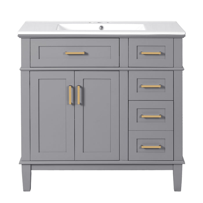 Modern Bathroom Vanity With Ceramic Sink, Soft Close Storage Cabinet