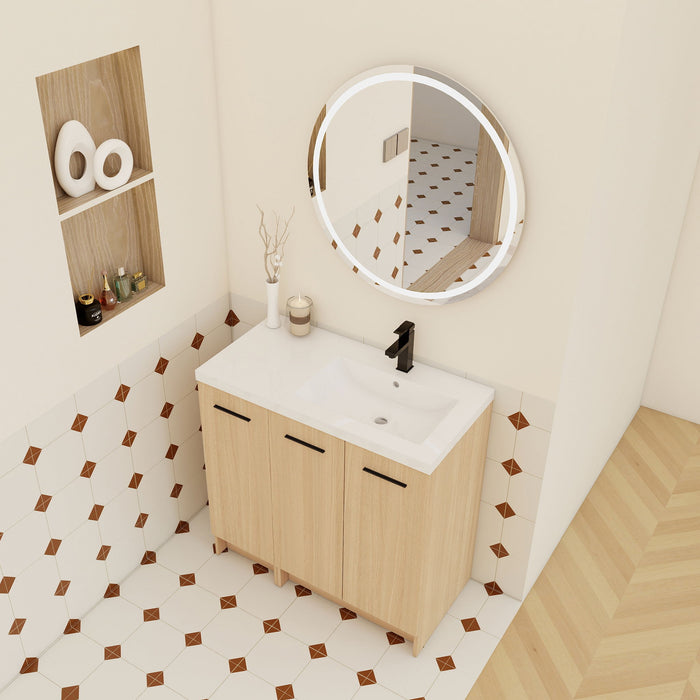 Wall Mounted Floating Bathroom Vanity With Sink, 3 Door Modular Cabinet