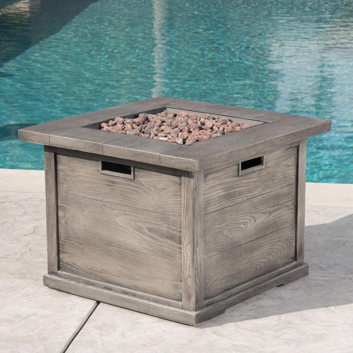 Outdoor Patio Square Gas Burning Mgo Fire Pit, Tank Inside, 40000 Btu