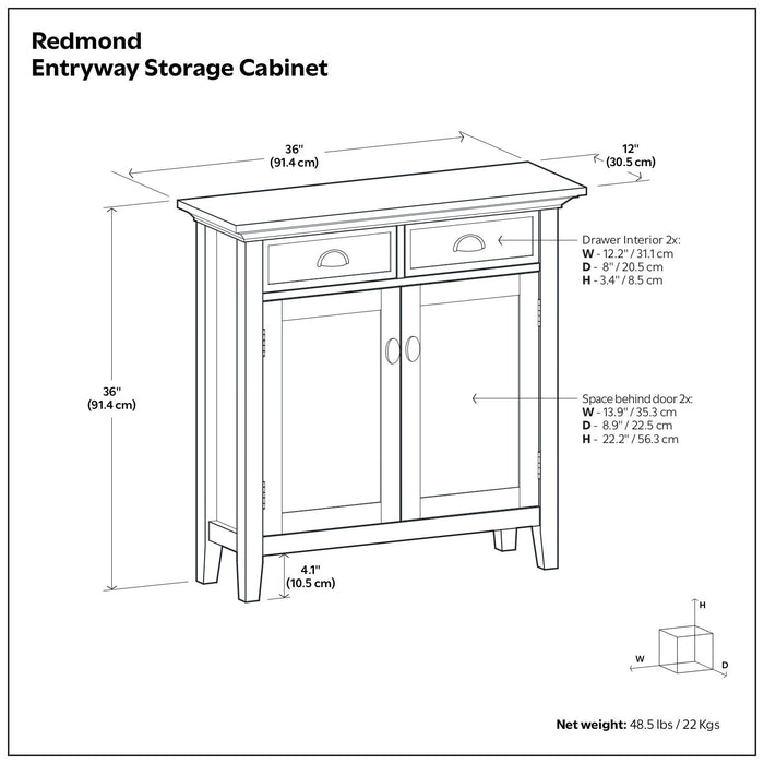 Redmond - Entryway Cabinet With Adjustable Shelves And Drawers - Brown