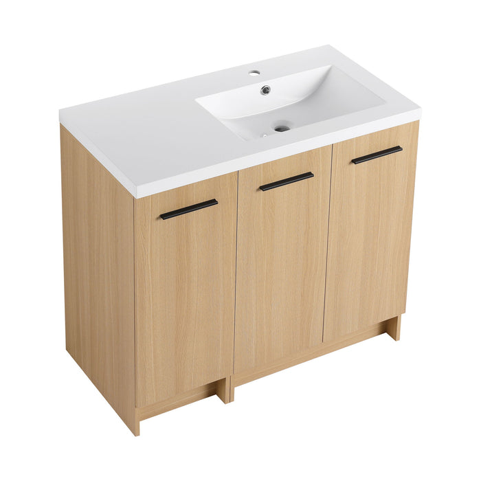 Wall Mounted Floating Bathroom Vanity With Sink, 3 Door Modular Cabinet