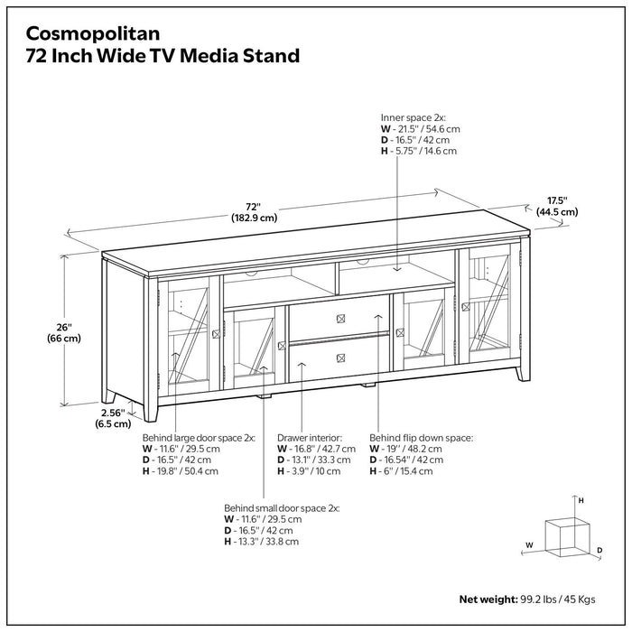 Cosmopolitan - Wide TV Media Stand - Mahogany Brown