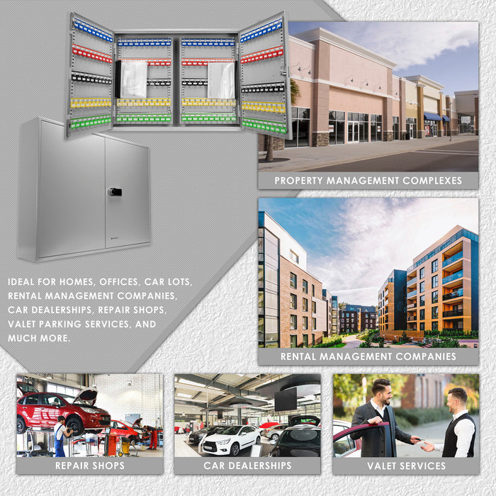 400 Keys Adjustable Key Lock Box With Digital Lock - Gray