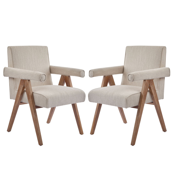 Contemporary Poppy Fabric Dining Armchair With Rubberwood Legs