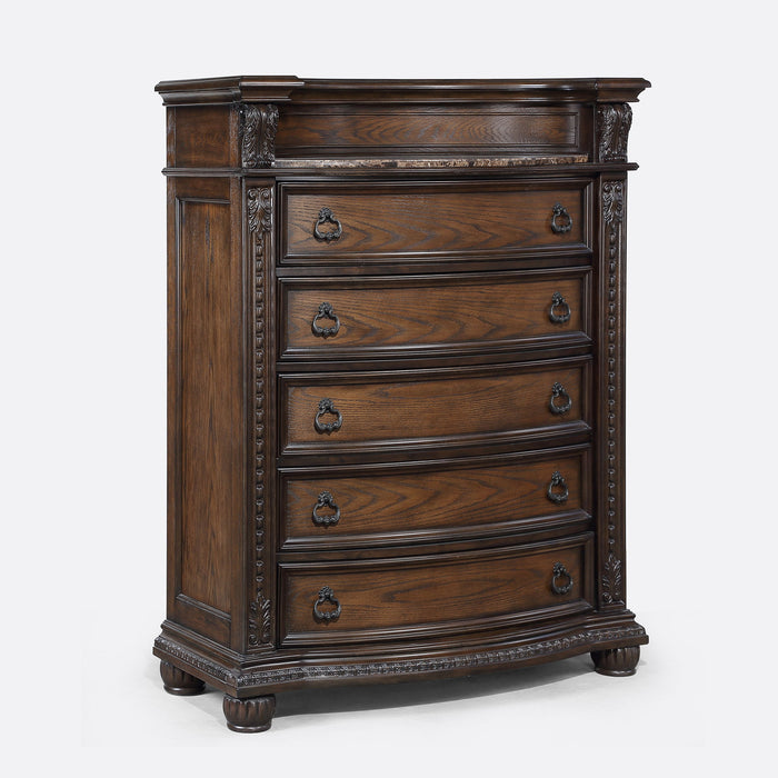 5 Drawer Tall Chest - Brown / Coffee