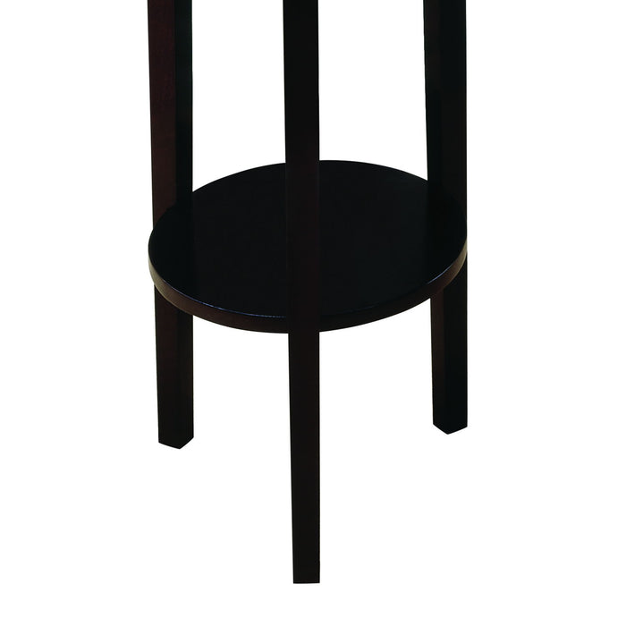 Round Accent Table With Open Shelf - Espresso