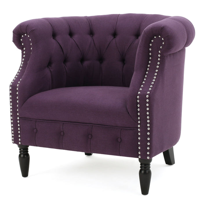 Celestialis - Upholstered Club Chair With Tub Design And Rolled Recessed Armrests