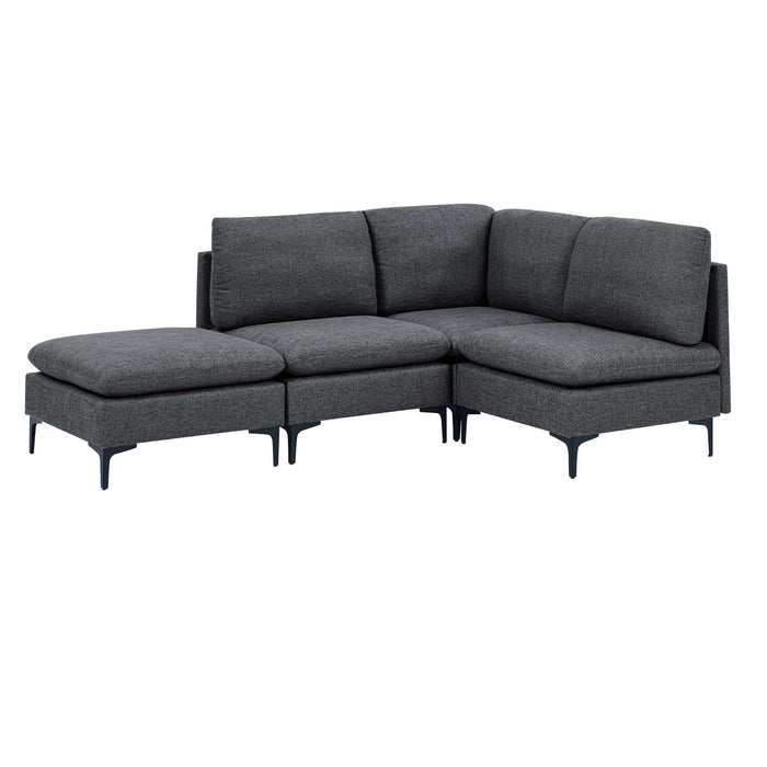 Upholstered Modular Sectional With Tall Legs, Medium Firm Seat