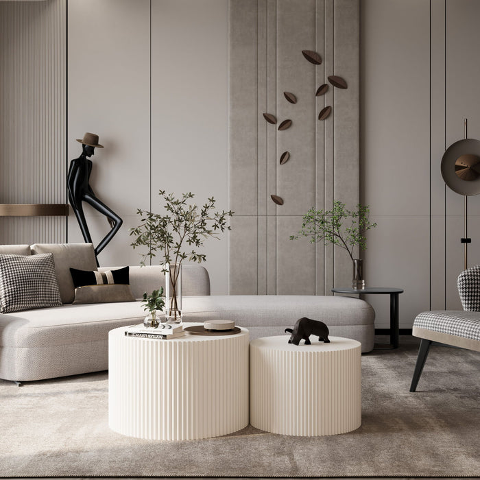 Wave Stripe Nesting Coffee Table (Set of 2)