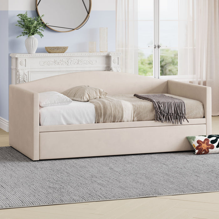 Daybed With Extended Pop Up Trundle, Upholstered Sofa Bed Daybed