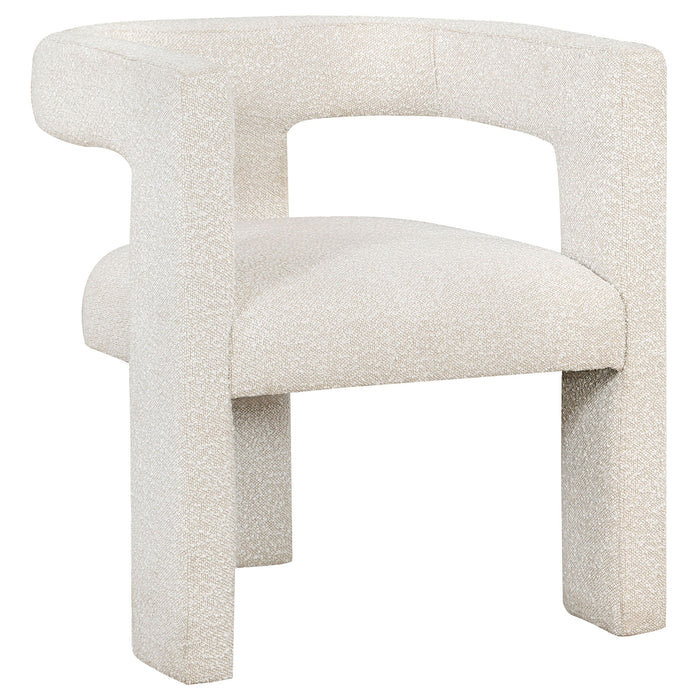 Verda - Upholstered Accent Side Chair In Soft With Rounded Open Back And 3 Leg Base - White