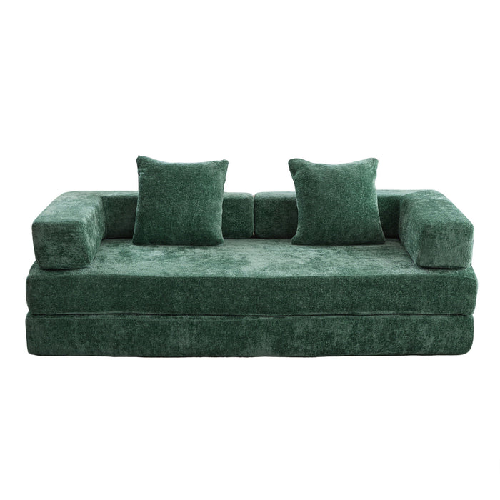 Convertible Floor Sofa Bed With Pillow Back Support Armrest