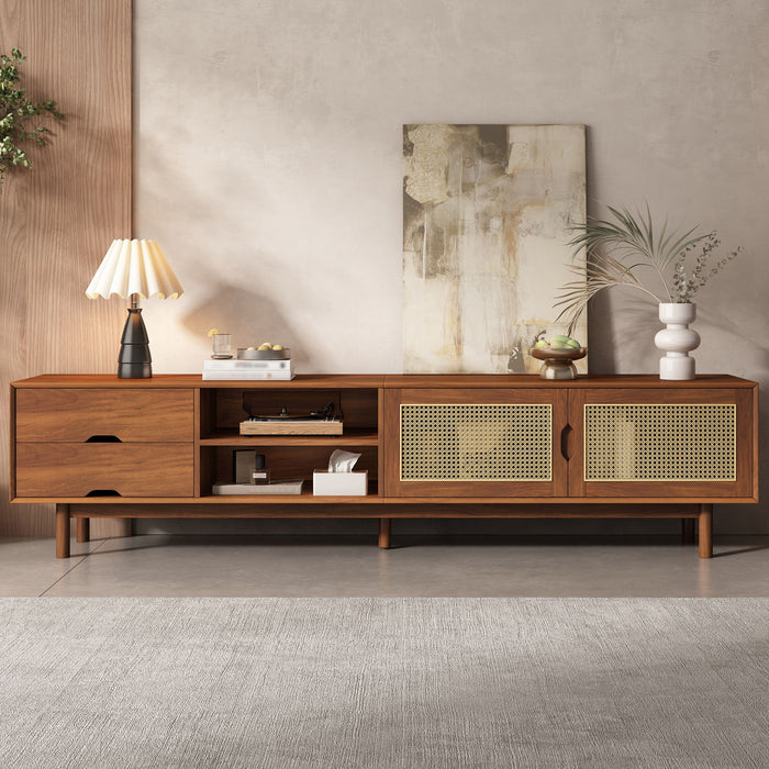 TV Stand For TVs Up To 85", Media Console With 2 Drawers - Walnut