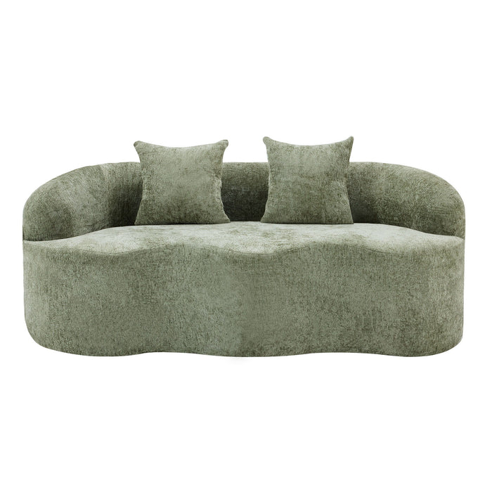 Curved Loveseat Sofa With Round Armrest