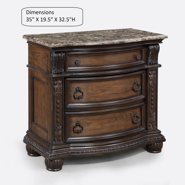 3 Drawers Nightstand - Brown / Cherry