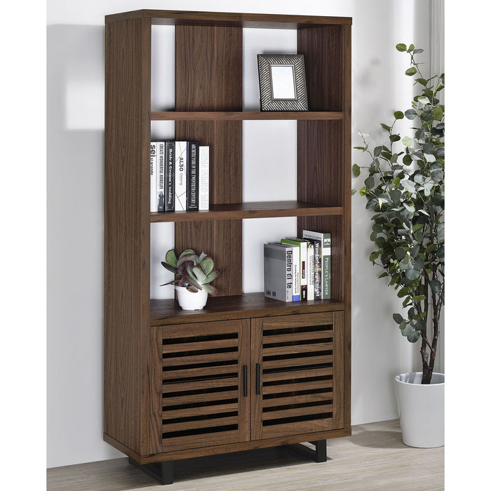 Rodger - 3 Shelf Cabinet Bookcase - Walnut