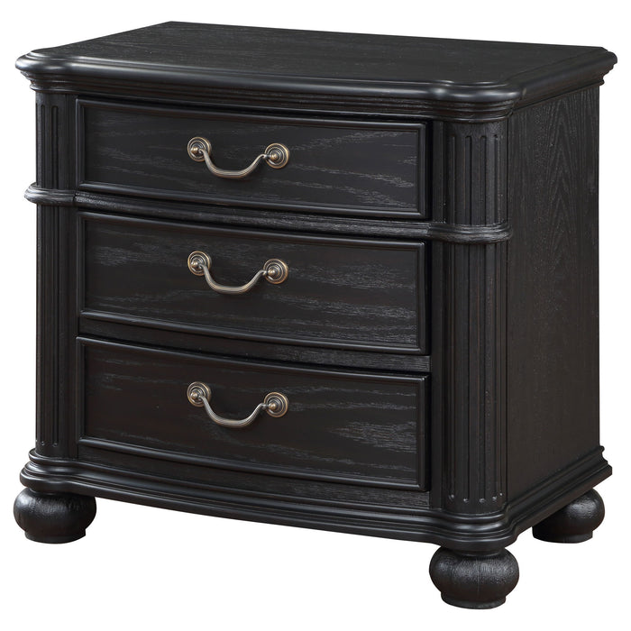 Taylor - 3 Drawer Nightstand With Felt Lined Top Drawer - Black