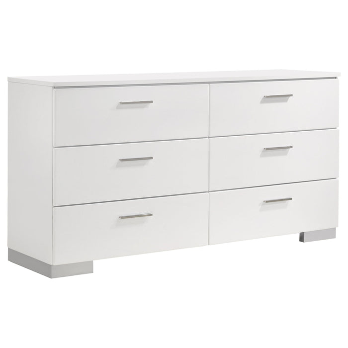 Dulcey - 6 Drawer Dresser With Accents, Bedroom Storage - Gloss White
