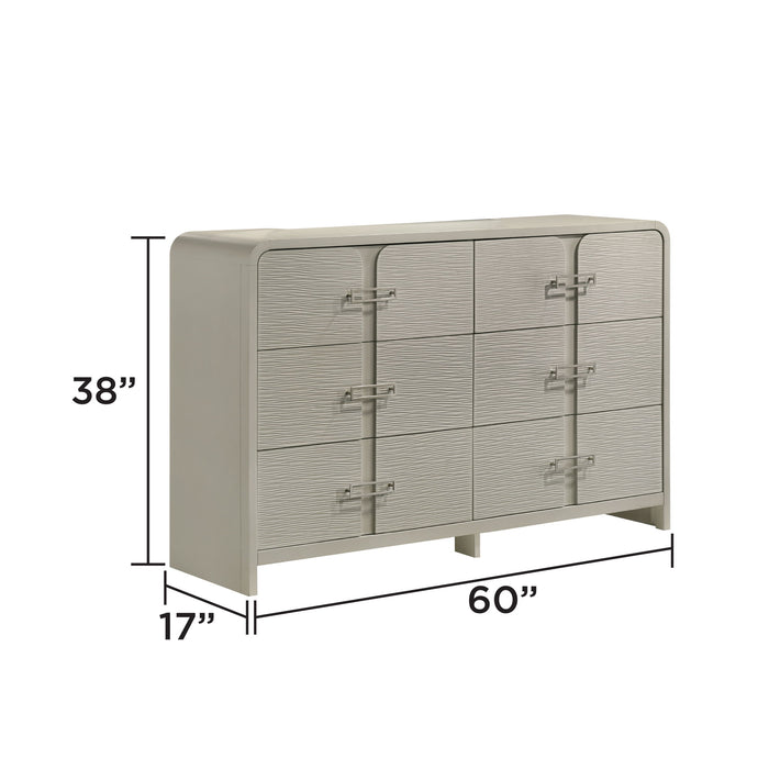 Aria - 6 Drawer Dresser - Beige