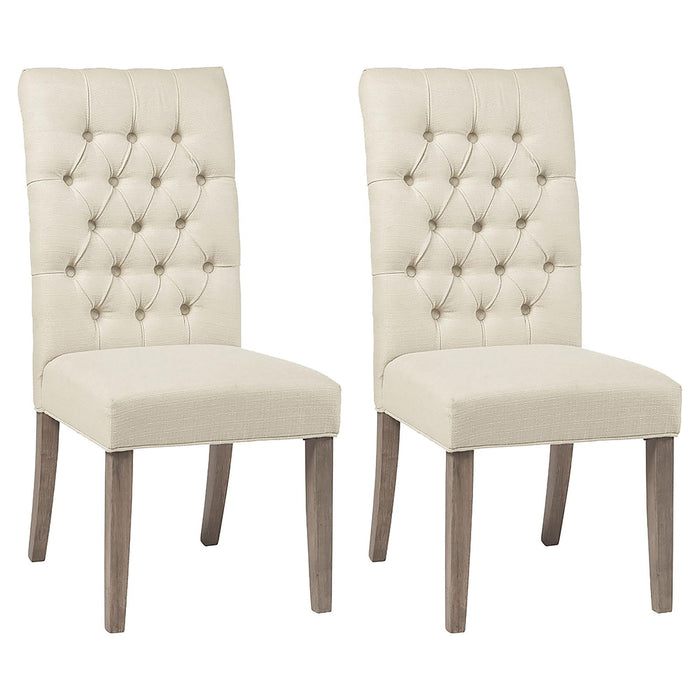 Tufted Back Parson Chairs (Set of 2) - Beige