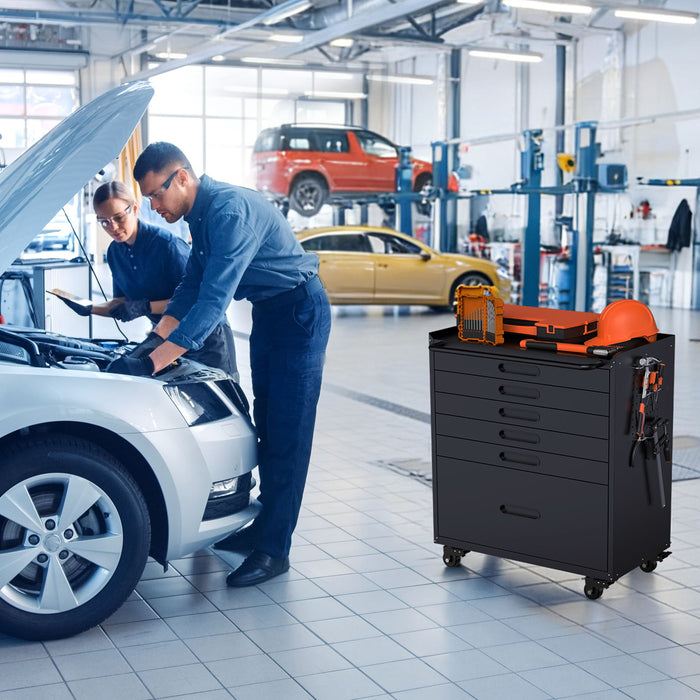 Rolling Tool Cabinet Heavy Duty Garage Storage With Lockable Doors