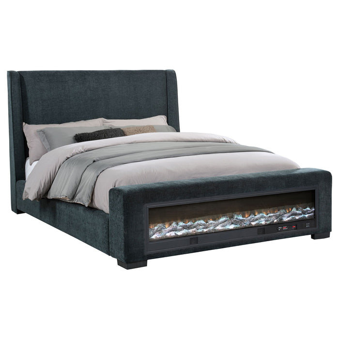 Sebastian - Upholstered Bed With Built-In Flame Visualizer And Bluetooth Speaker