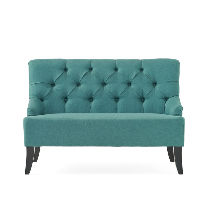 Nicole - French Style Upholstered Loveseat With Tufted Backrest - Teal