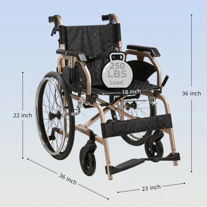 Premium Lightweight Foldable Transport Wheelchair For Adults
