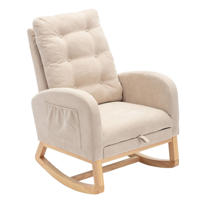 Accent Rocking Chair With Footrest, High Back