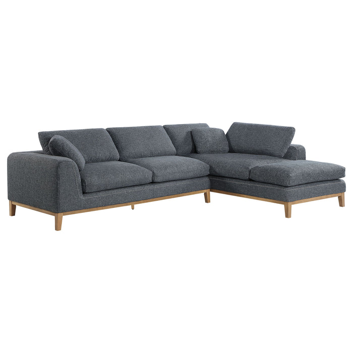 Harlan - L-Shape Upholstered Sectional With Pillows - Gray