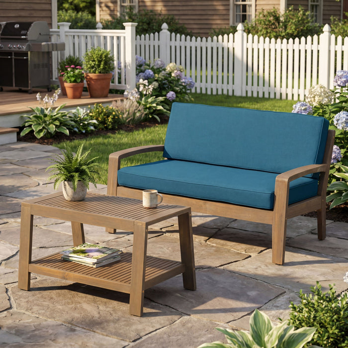 2 Piece Outdoor Conversation Set (Loveseat & Coffee Table With Water-Resistant Cushions)