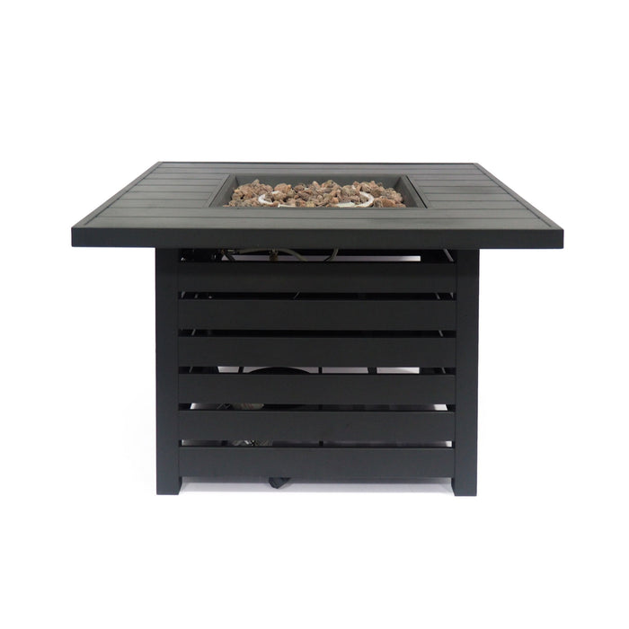 Stylish Square Iron Fire Pit With Tank Space, 50, 000 Btu - Black