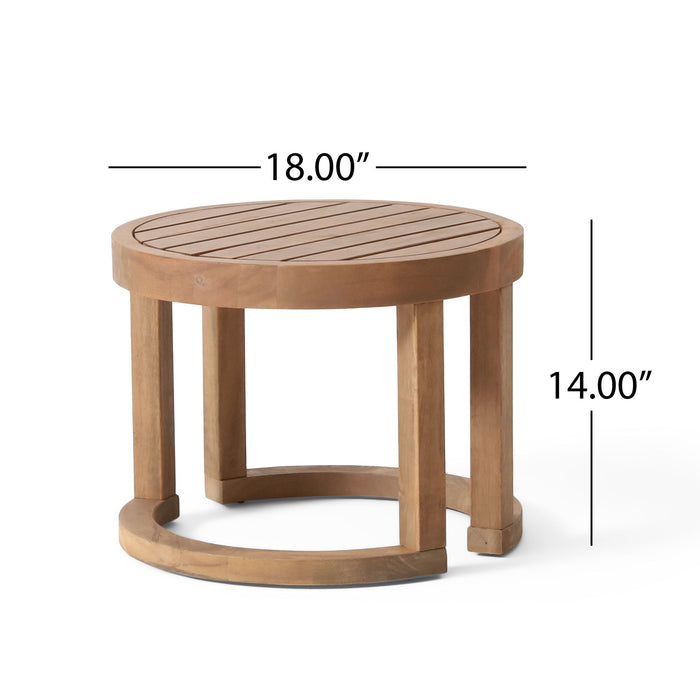 Outdoor Acacia Wood Side Table, Solid Side Table For Patio, Pool, Porch - Brown Wash