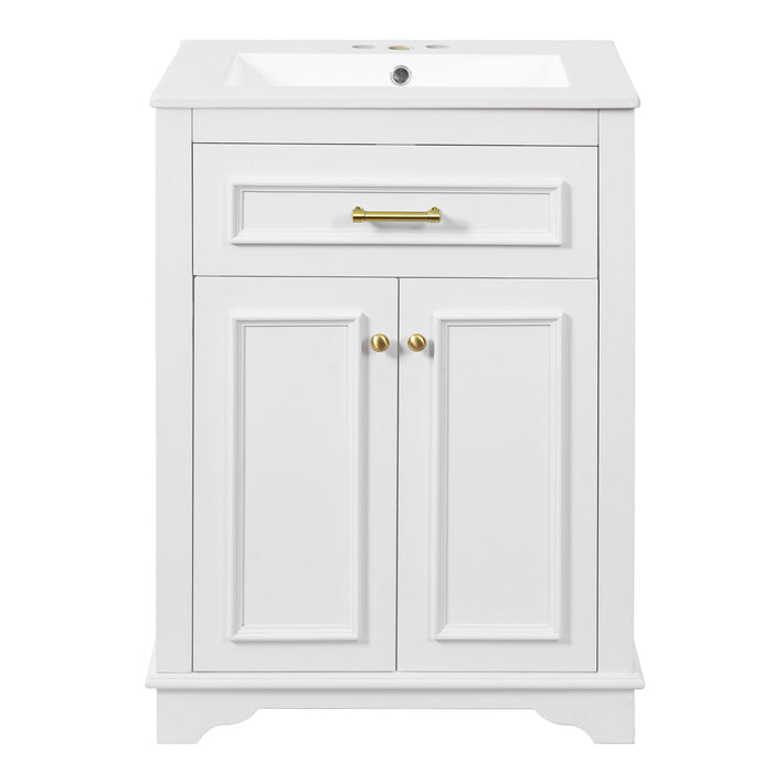 Bathroom Vanity With Integrated Sink, 2 Door Cabinet With Tip Out Drawer, Rectangular Design