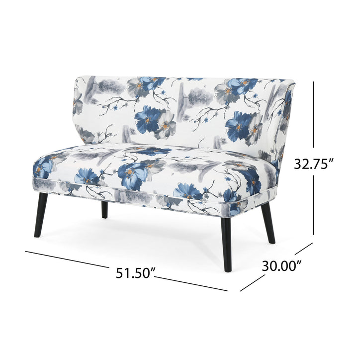 Elegant Classic Upholstered Loveseat With Curved Backrest