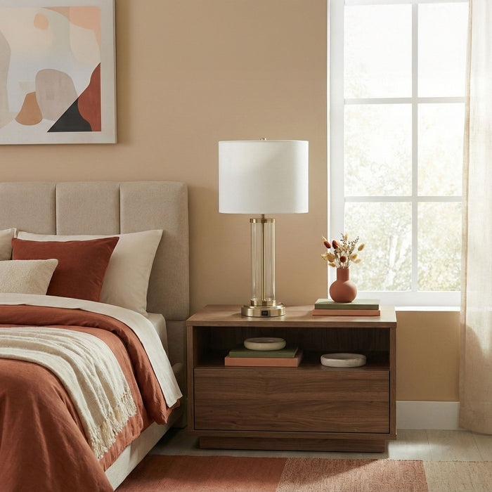 Luna - Table Lamp With On / Off Switch Clear Body Base - Clear / Silver / White