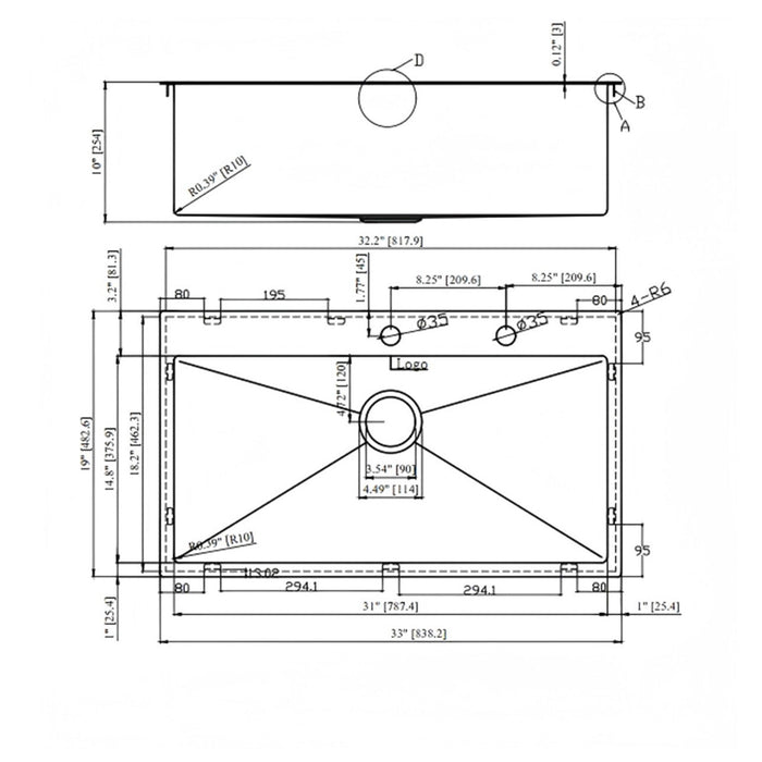 Drop In Kitchen Sink, 16 Gauge Stainless Steel, Single Bowl, Topmount Basin