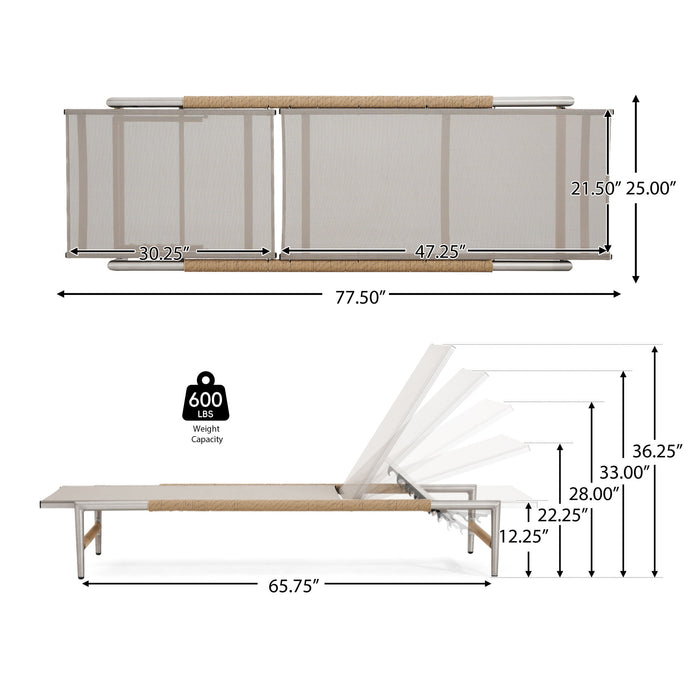 Hargrove - Outdoor Patio Aluminum Chaise Lounge (Set of 2) - Natural / Silver