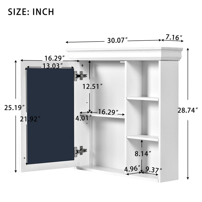 Wall Mounted Bathroom Medicine Cabinet With Mirror And Adjustable Storage With Soft Close Hinges