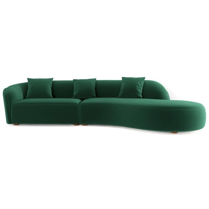 Elijah - Japandi Style Curvy Sectional Sofa - Green
