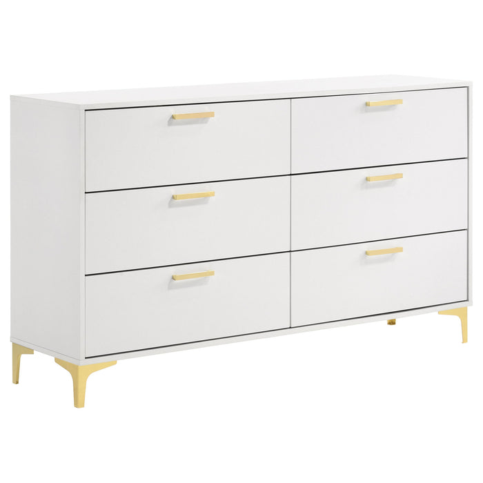 Karena - Rectangular 6 Drawer Dresser - White
