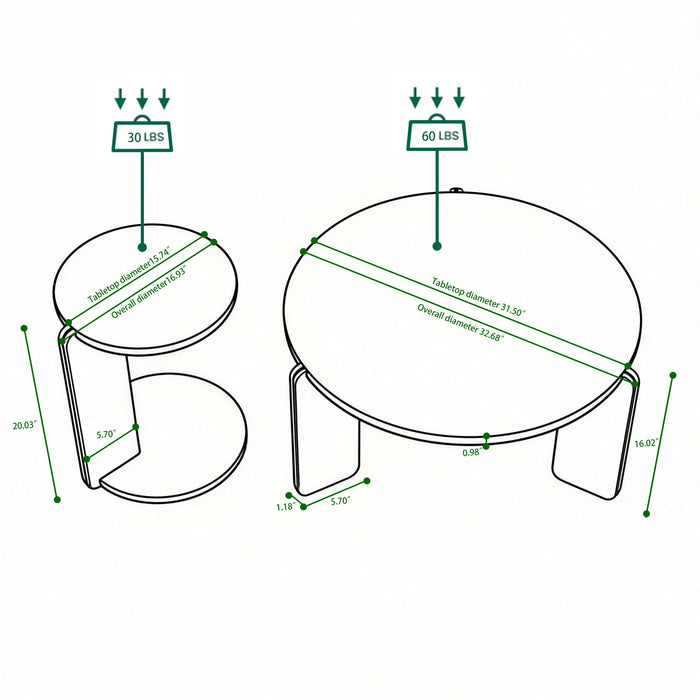 Round Coffee & End Table Set