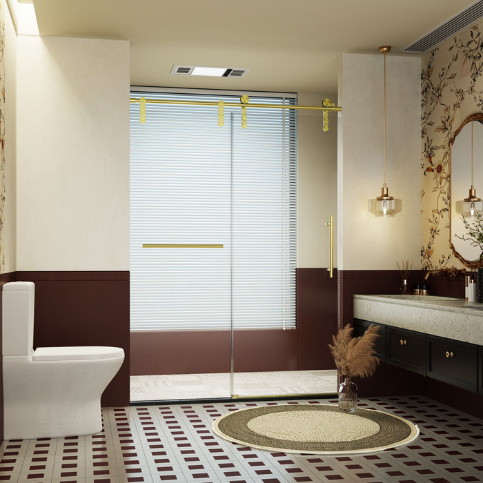 Frameless Single Sliding Shower Doors With Towel Rail & Handle