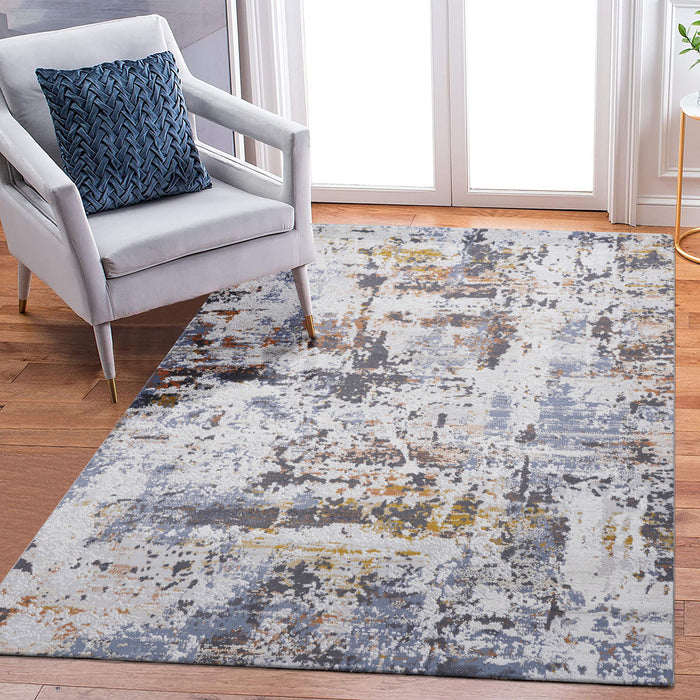 Payas - 8' X 10' Abstract Area Rug - Ivory / Blue